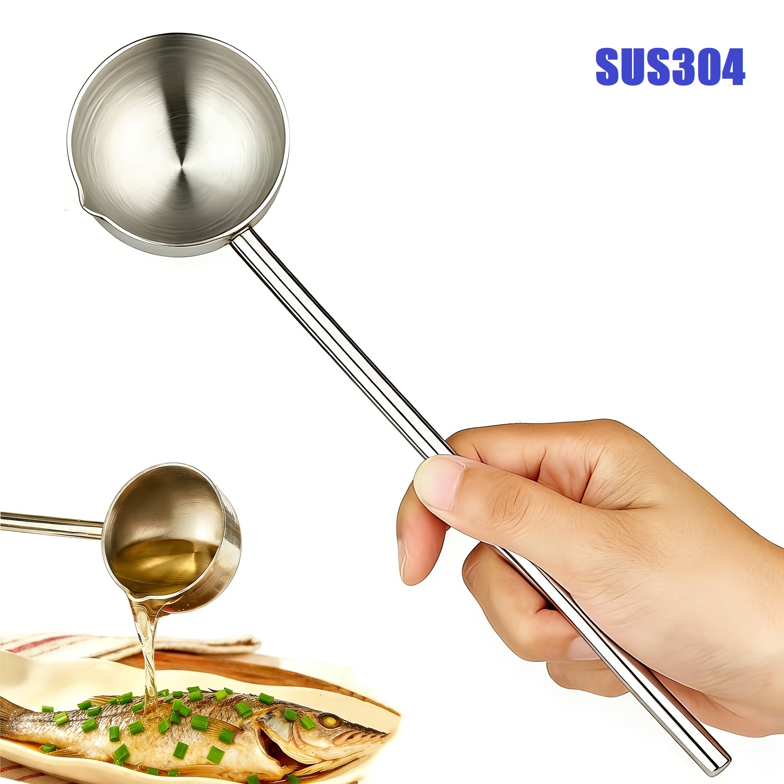 Commercial Kitchen Utensils - Long-Handled 304 Stainless Steel Hot Oil