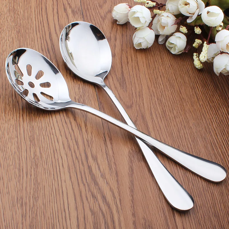 Commercial Kitchen Utensils - Stainless Steel Slotted Serving Spoons, Creative