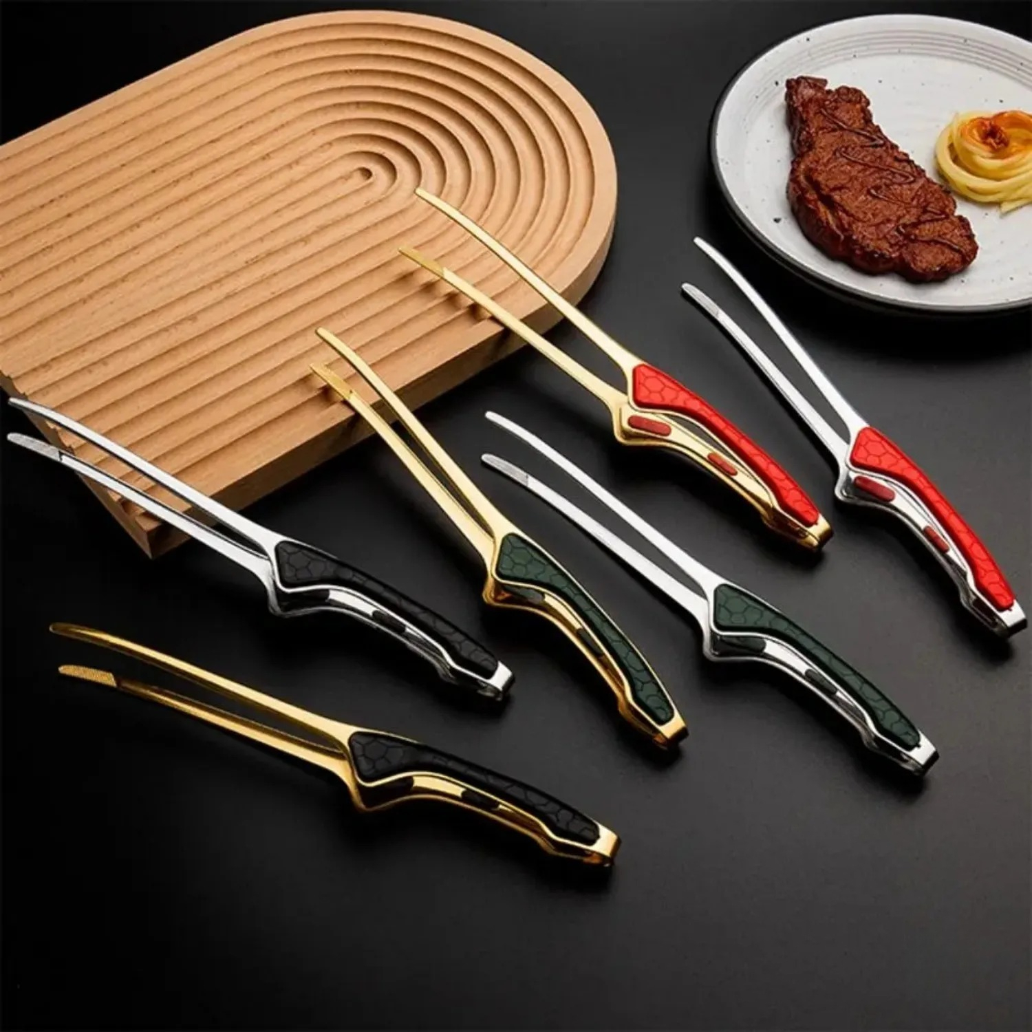 Commercial Kitchen Utensils - 1pc Stainless Steel Kitchen Tongs, Serving