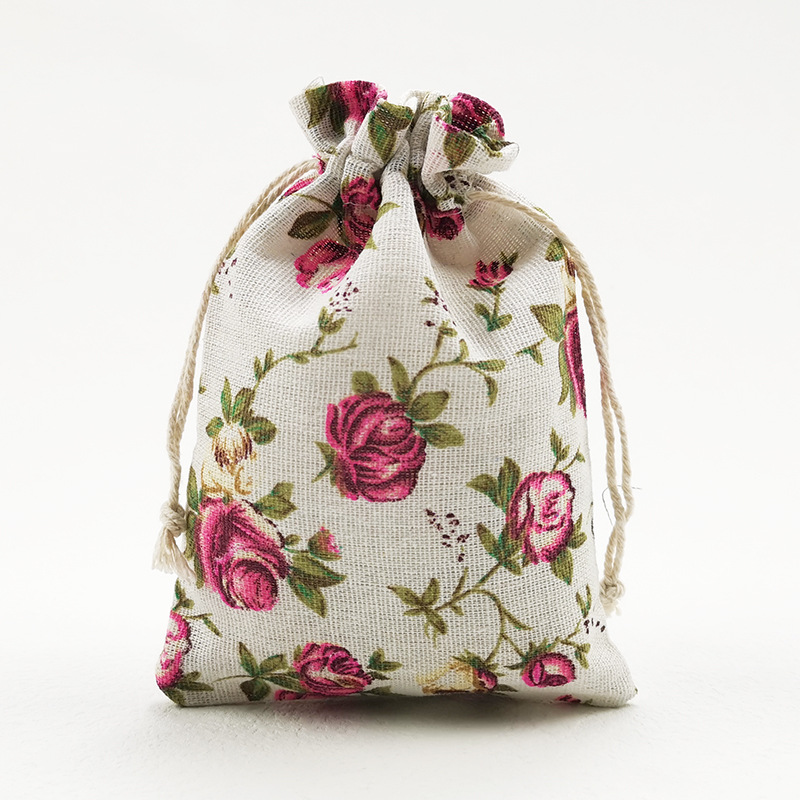 Commercial Kitchen Organiser - 10/20 Pieces Rose Printing Linen Drawstring