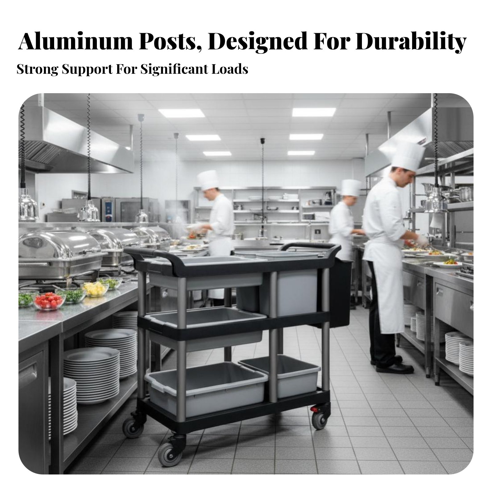 3-Tier Food Trolley Quiet Cast - Commercial Kitchen Utensils ulasan dan harga