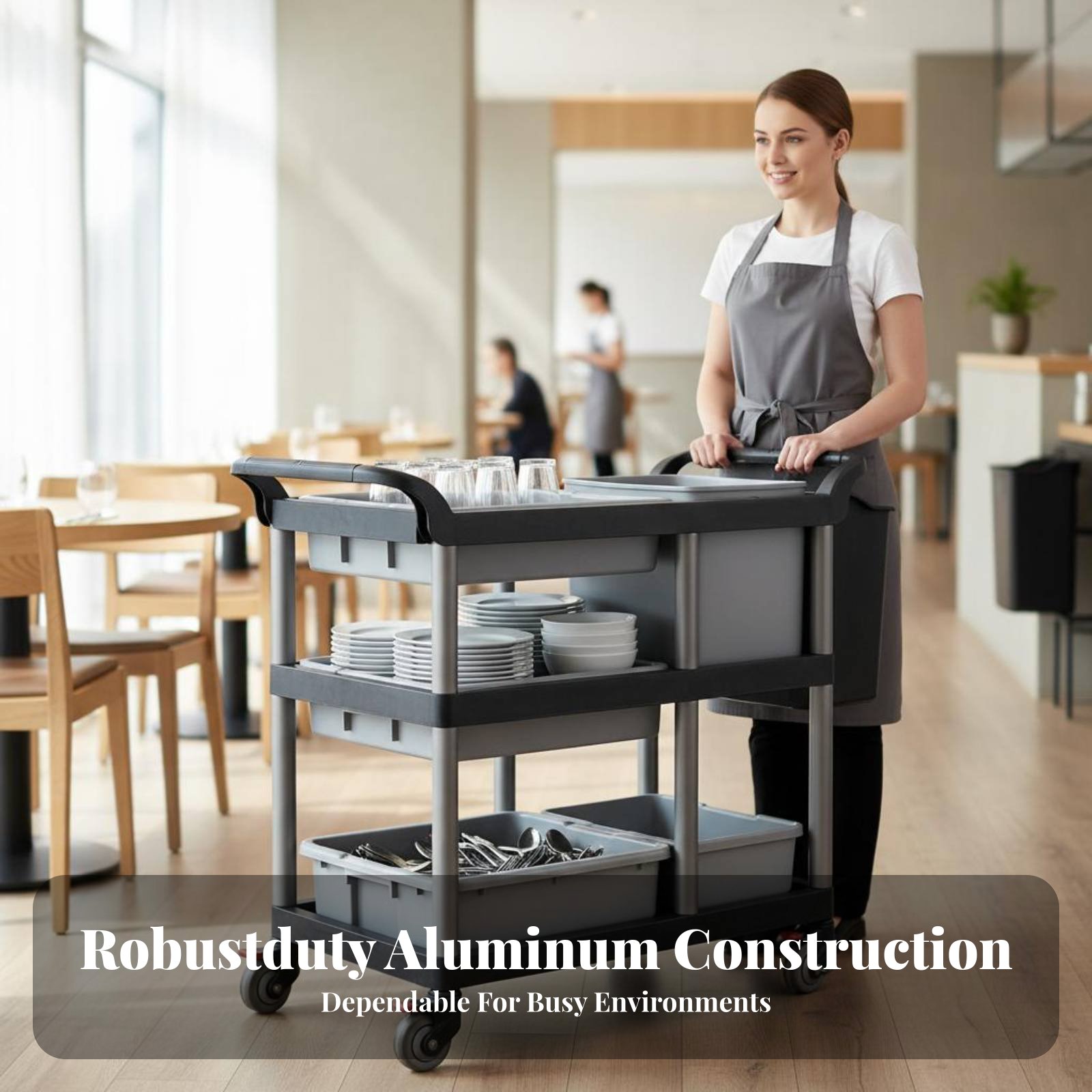 3-Tier Food Trolley Quiet Cast - Commercial Kitchen Utensils ulasan dan harga