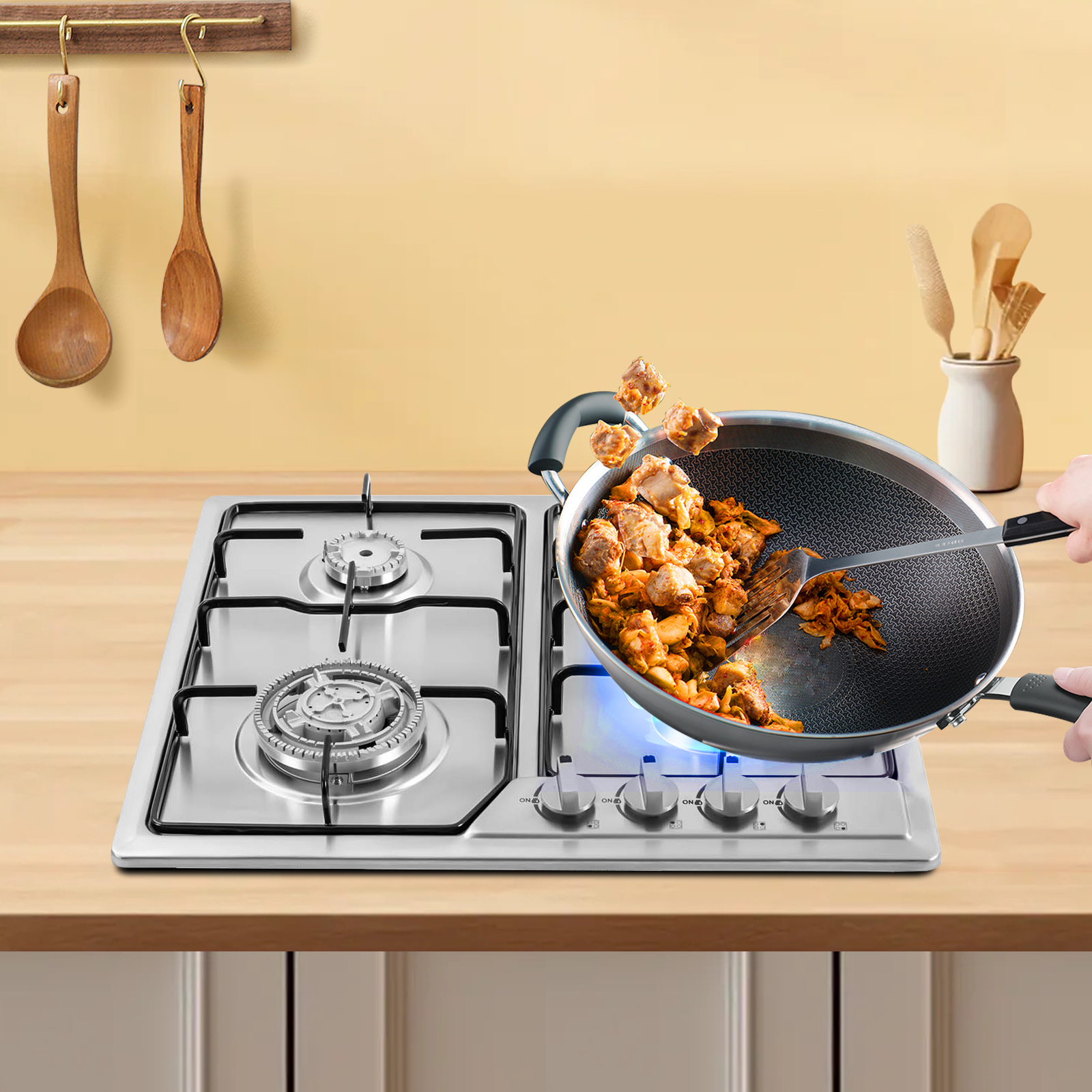4 Head Eye Stove Gas Stove 58* - Commercial Kitchen Boiler ulasan dan harga