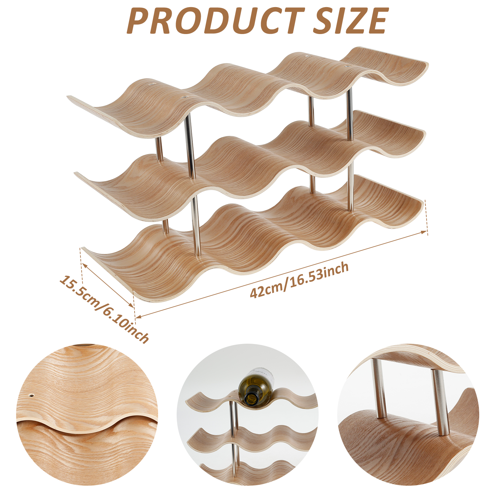 2/3-Tier Wooden Wine Rack Wavy - Commercial Kitchen Organiser ulasan dan harga