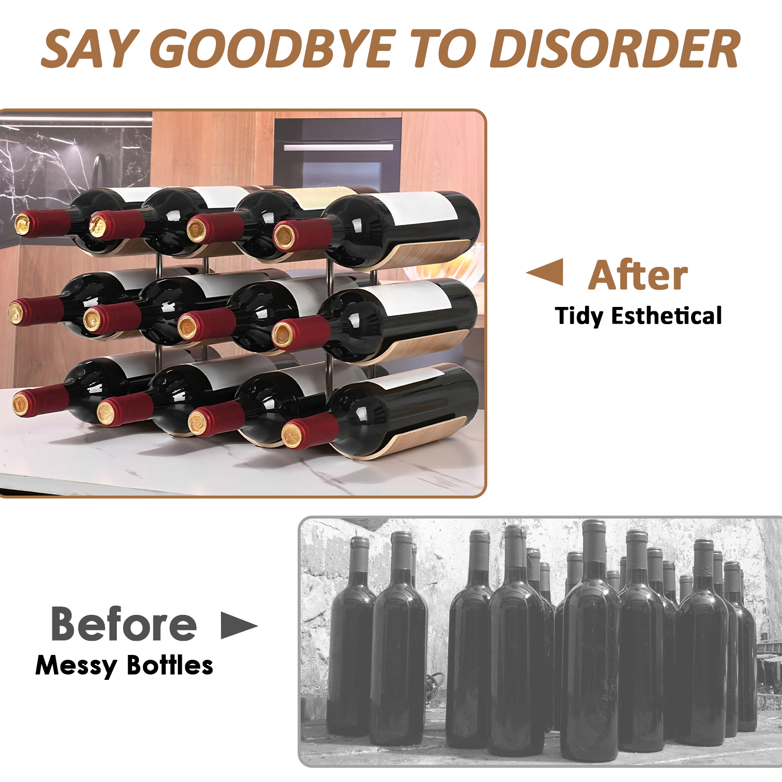 2/3-Tier Wooden Wine Rack Wavy - Commercial Kitchen Organiser ulasan dan harga